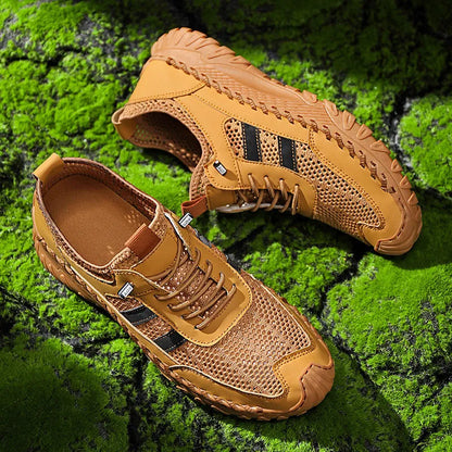 ⏰Limited Time 50% OFF🛒 Men’s Slip-On Orthopedic Leather Hiking Shoes – Breathable Mesh, Durable Rubber Sole, Lightweight & Supportive