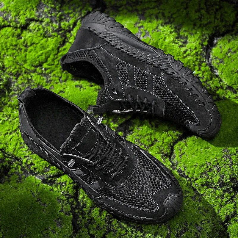 ⏰Limited Time 50% OFF🛒 Men’s Slip-On Orthopedic Leather Hiking Shoes – Breathable Mesh, Durable Rubber Sole, Lightweight & Supportive