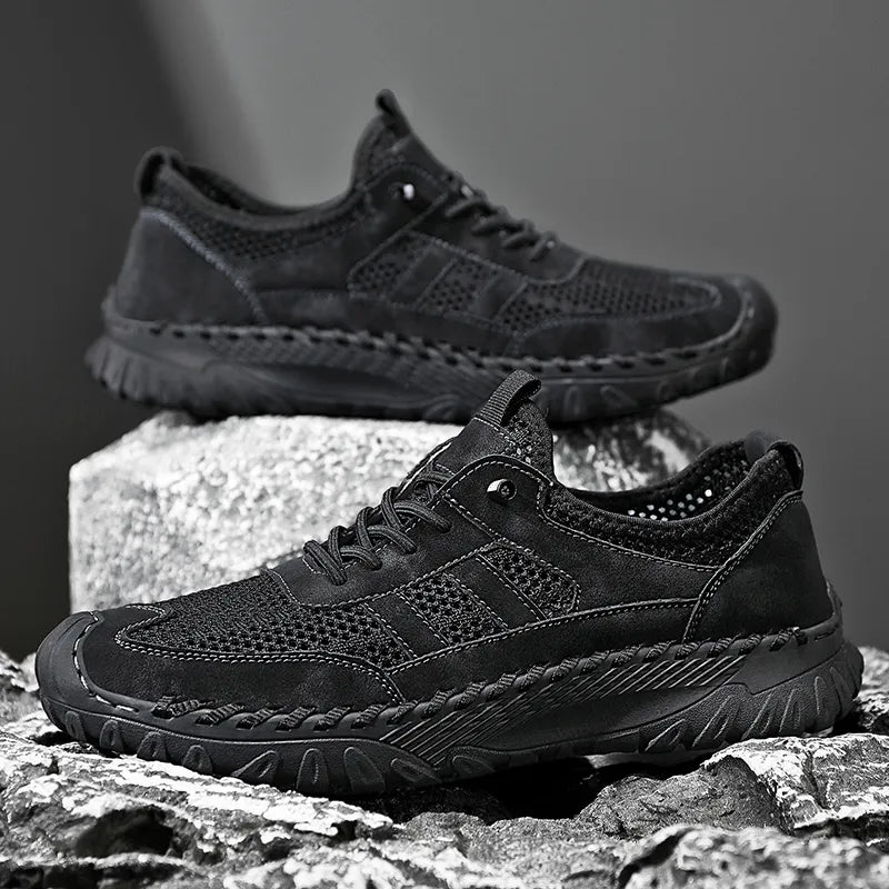 ⏰Limited Time 50% OFF🛒 Men’s Slip-On Orthopedic Leather Hiking Shoes – Breathable Mesh, Durable Rubber Sole, Lightweight & Supportive