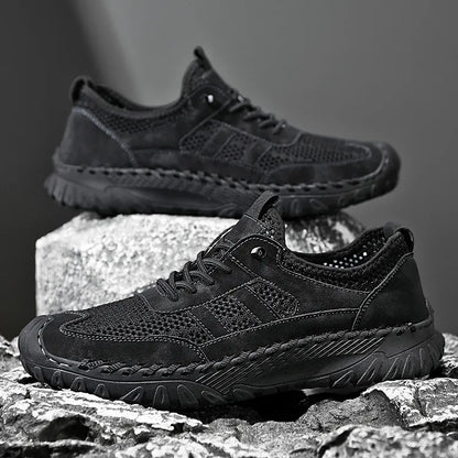 ⏰Limited Time 50% OFF🛒 Men’s Slip-On Orthopedic Leather Hiking Shoes – Breathable Mesh, Durable Rubber Sole, Lightweight & Supportive