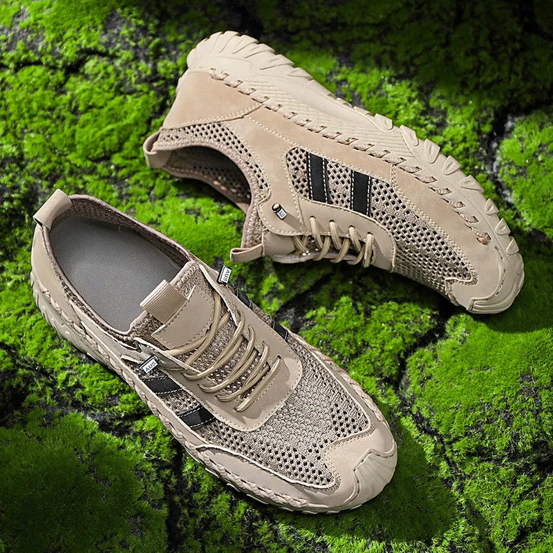 ⏰Limited Time 50% OFF🛒 Men’s Slip-On Orthopedic Leather Hiking Shoes – Breathable Mesh, Durable Rubber Sole, Lightweight & Supportive