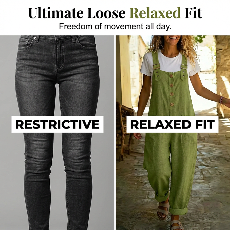 🌿Summer Sale - 50% OFF!👖Women's Casual Button-Front Overalls