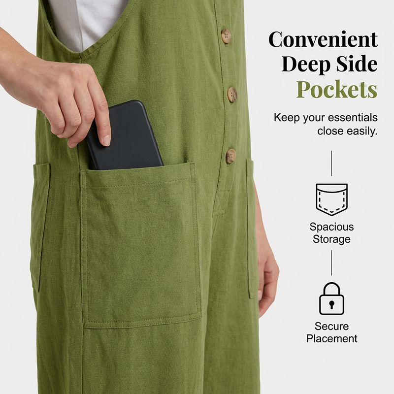 🌿Summer Sale - 50% OFF!👖Women's Casual Button-Front Overalls