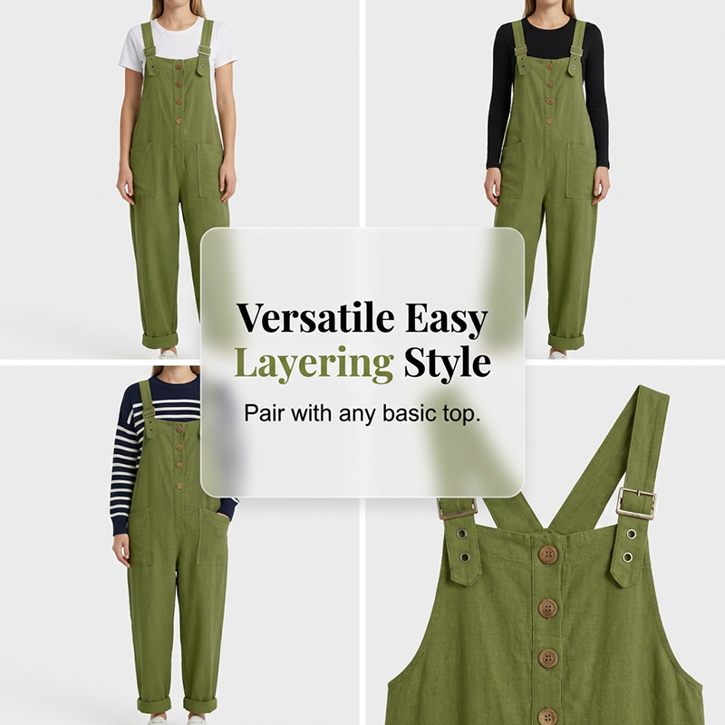 🌿Summer Sale - 50% OFF!👖Women's Casual Button-Front Overalls
