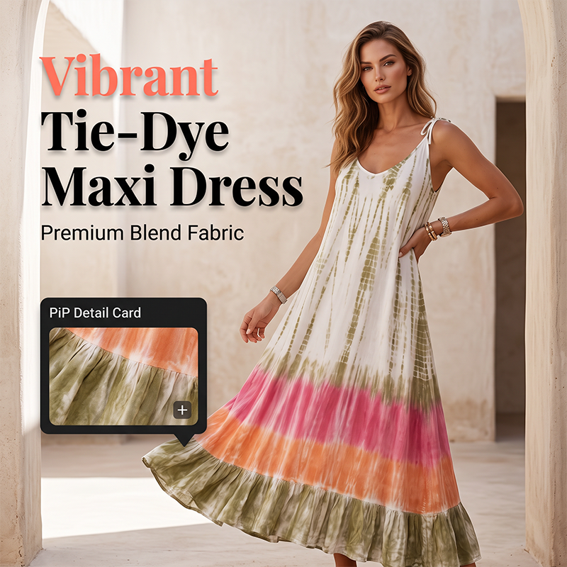 🔥Summer Sale 49% OFF💝Women Summer Tie Dye Maxi Dress Sleeveless Beach Sundress🌙 Free Moon & Star Necklace for today’s first 30 orders! 🎁
