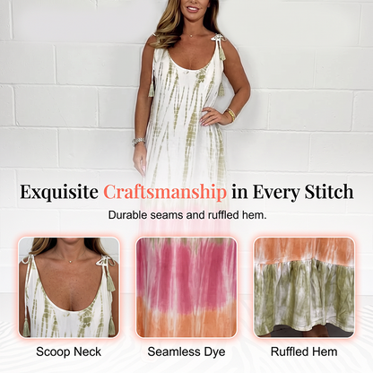 🔥Summer Sale 49% OFF💝Women Summer Tie Dye Maxi Dress Sleeveless Beach Sundress🌙 Free Moon & Star Necklace for today’s first 30 orders! 🎁