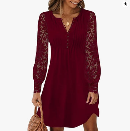 50% OFF👗💖Women's Lace Long Sleeve Dress