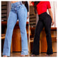 Stretch flare jeans with a high waist