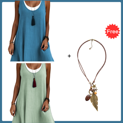 ⏰Summer Hot Sale 50% OFF💃Women's Casual Loose Sleeveless Fake Two Piece Tank Dress