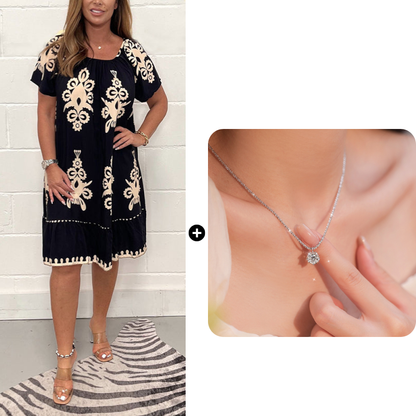 🌸Specials  49%OFF🌸Geometric Pattern Multi Print Square Neck Dress