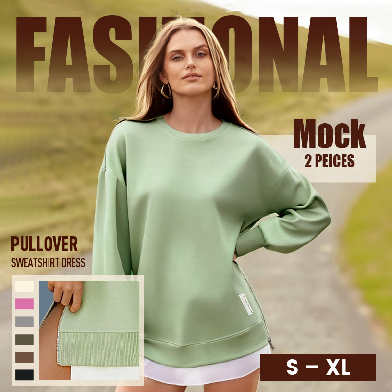 ✨ Easy Everyday Comfort | Women's Half-Zip Long-Sleeve Sweatshirt Dress