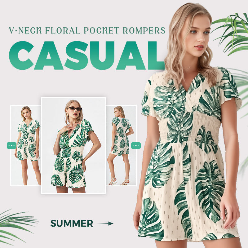 🌸Up to 50% off🔥Casual Floral Polka Dot Pocket Rompers