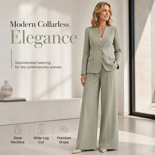 💖Elegant Two-Piece Suit Set with Tailored Blazer and Relaxed Wide-Leg Trousers