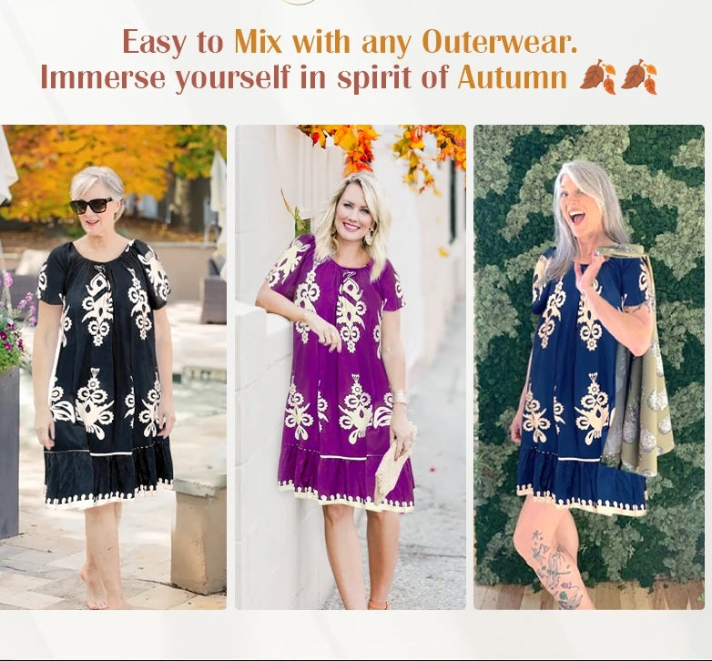 🌸Specials  49%OFF🌸Geometric Pattern Multi Print Square Neck Dress