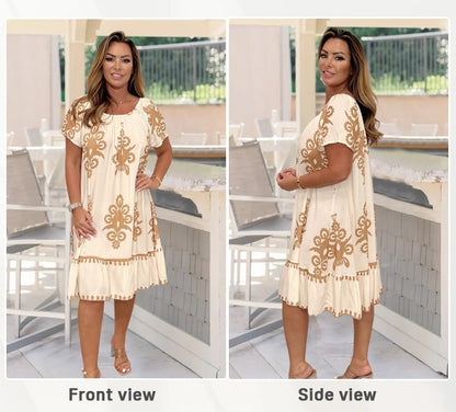 🌸Specials  49%OFF🌸Geometric Pattern Multi Print Square Neck Dress