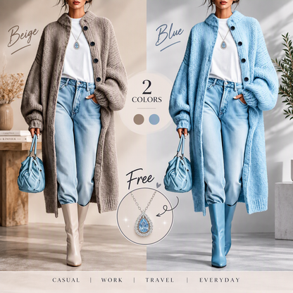 🧶 Cozy Length, Effortless Layers | Women's Chunky Knit Long Sweater Coat