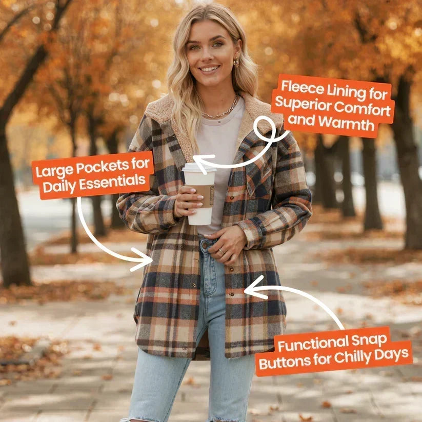 🔥Hot Sale 50% OFF🔥⏰Women’s Classic Cozy Plaid Hooded Jacket🧥