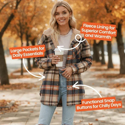 🔥Hot Sale 50% OFF🔥⏰Women’s Classic Cozy Plaid Hooded Jacket🧥