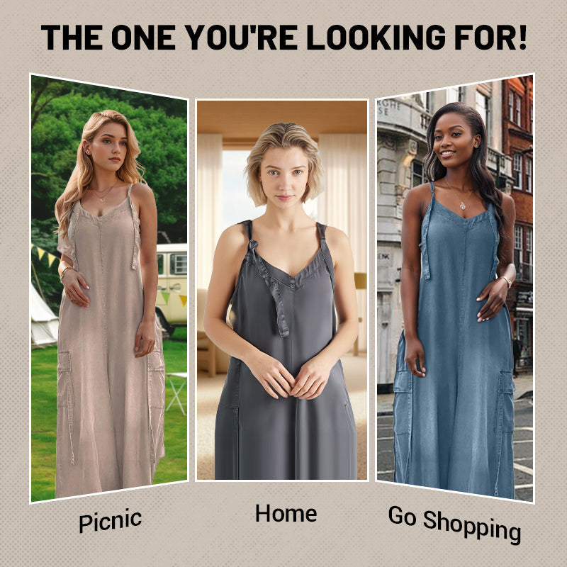 💕What should I wear tomorrow?💃Women's Loose Wide-Leg Jumpsuit with Pockets✨ Comfort Meets Effortless Style