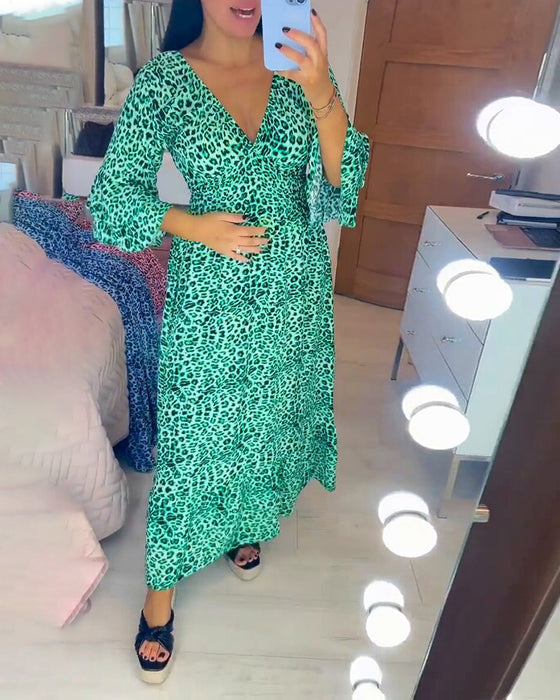 🔥LAST DAY SALE 50% OFF🔥Women's Cotton Wrap Dress with leopard pattern