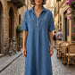👗 60% OFF NOW! 👖 Casual Pocket Denim Midi Shirt Dress – Soft denim & relaxed fit – Functional pockets, perfect for everyday casual – comfortable and versatile ✨🌸
