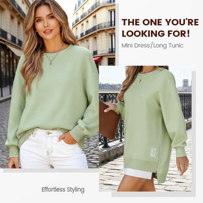 ✨ Easy Everyday Comfort | Women's Half-Zip Long-Sleeve Sweatshirt Dress