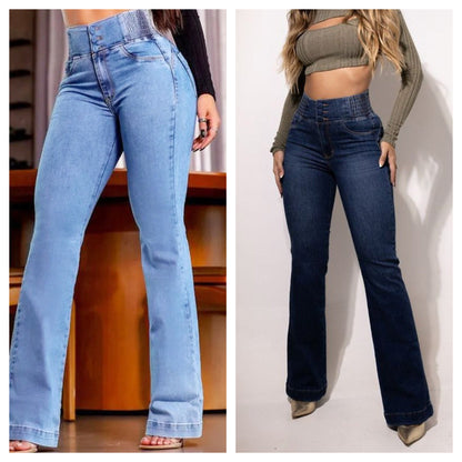 Stretch flare jeans with a high waist