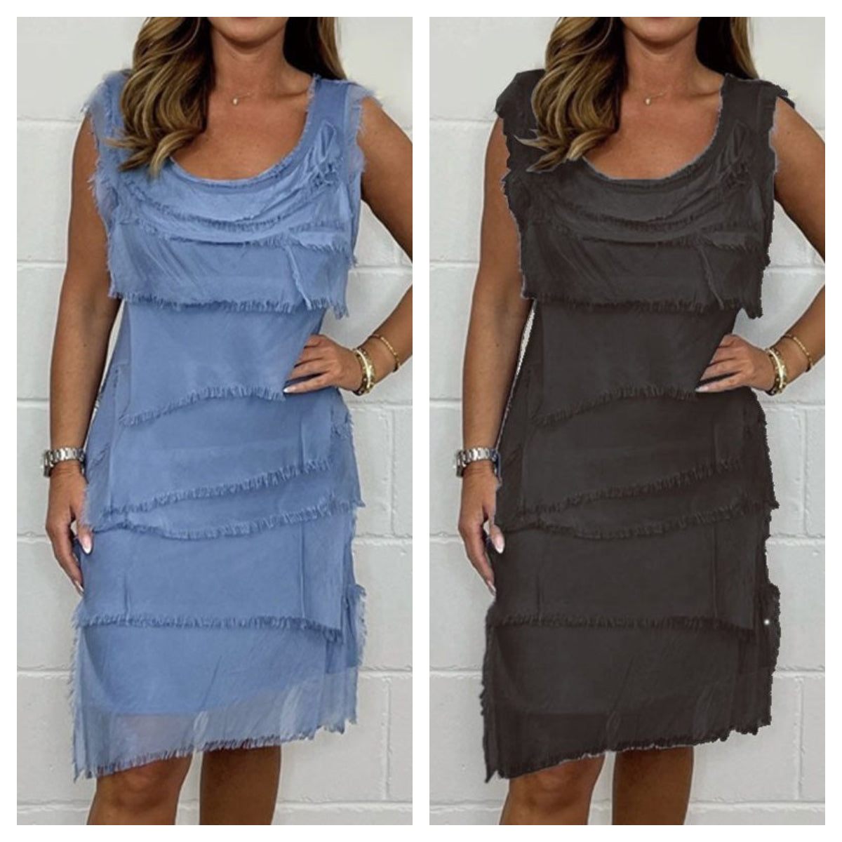 💕New Hot Sale💕Chiffon sleeveless raw edge cake skirt