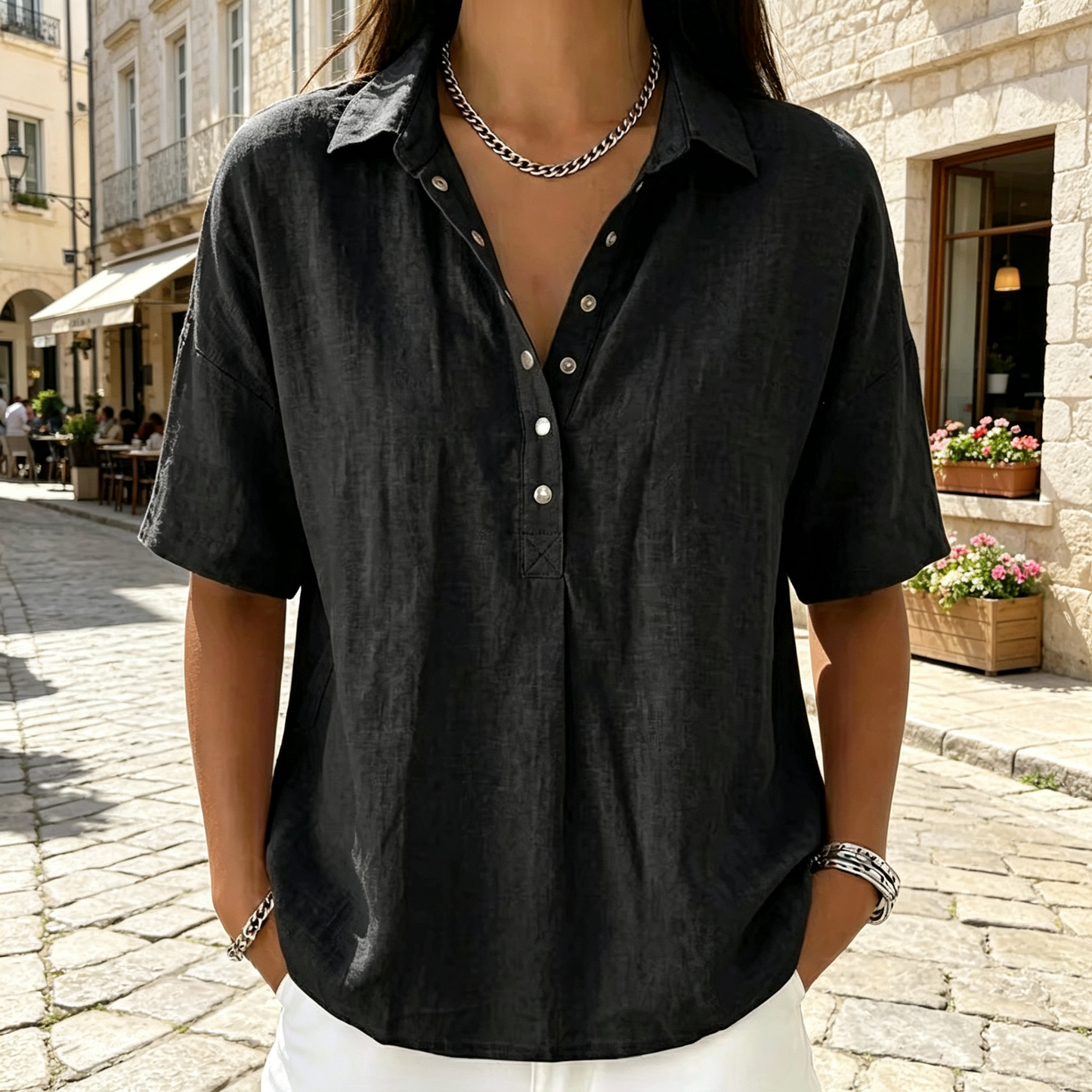 Women's Linen Short Sleeve Shirt