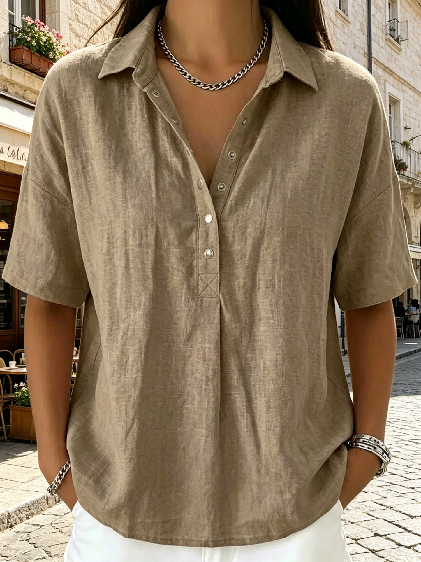 Women's Linen Short Sleeve Shirt