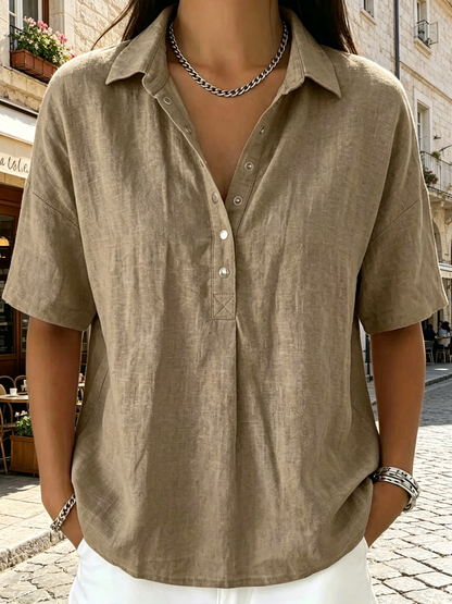 Women's Linen Short Sleeve Shirt