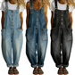 Women's Casual Baggy Denim Overalls with Pockets
