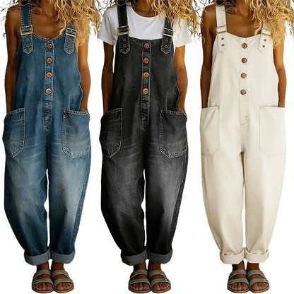 Women's Casual Baggy Denim Overalls with Pockets