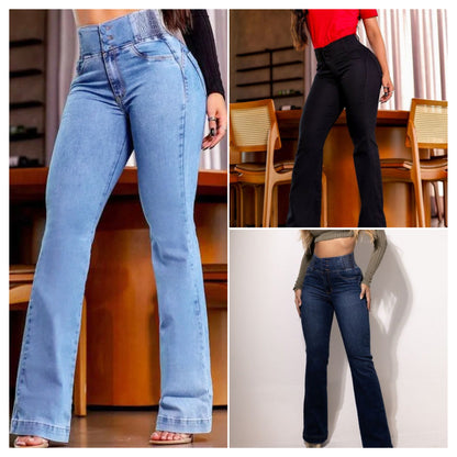 Stretch flare jeans with a high waist