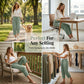 Women's Solid-Color Pleated Cotton-Linen Cropped Pants