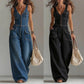 👖 LIMITED-TIME 59% OFF! 💥 Women's Denim Jumpsuit – Button-Front, Wide-Leg✨