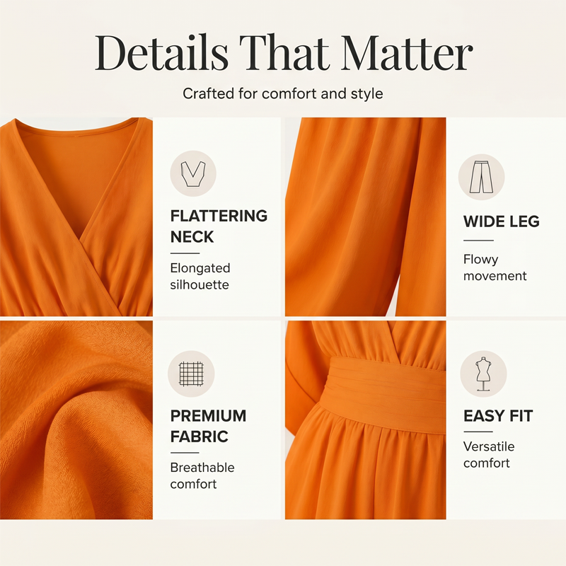 Women's V-Neck High Waist Wide Leg Jumpsuit