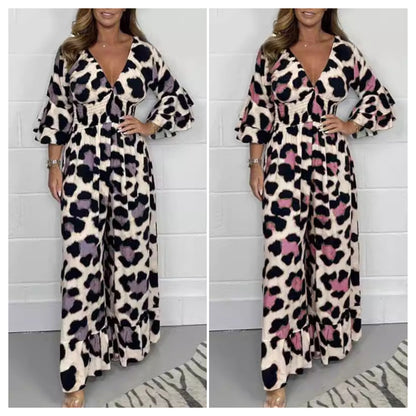 🔥Hot Sale 53% Off🍃Leopard print V-neck jumpsuit