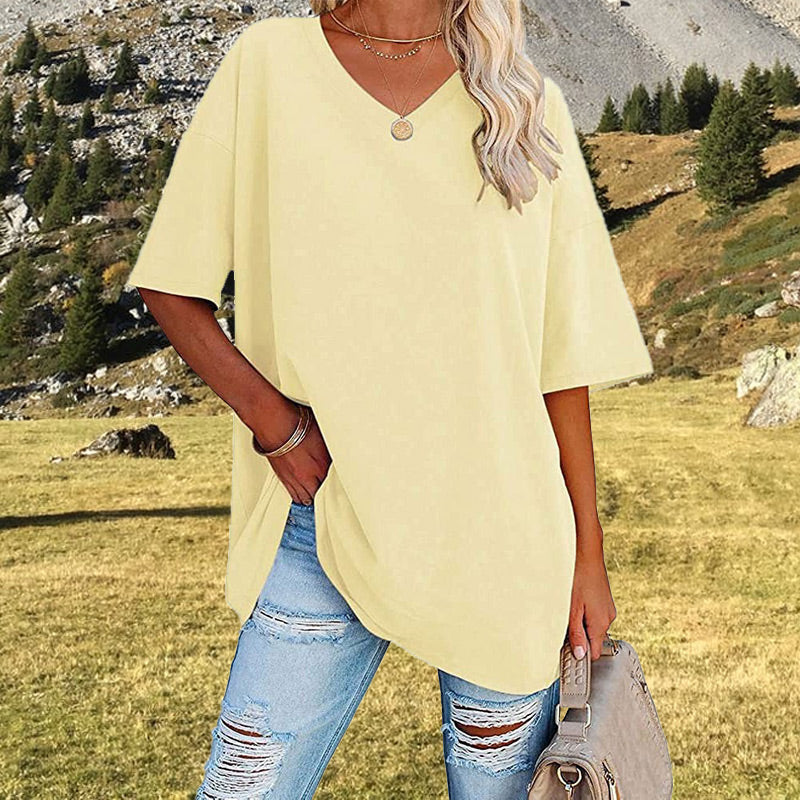 🌷2026 Summer Sale 50% OFF☀️Women's Summer Half Sleeve Casual Loose Fit Cotton Tunic T-shirt