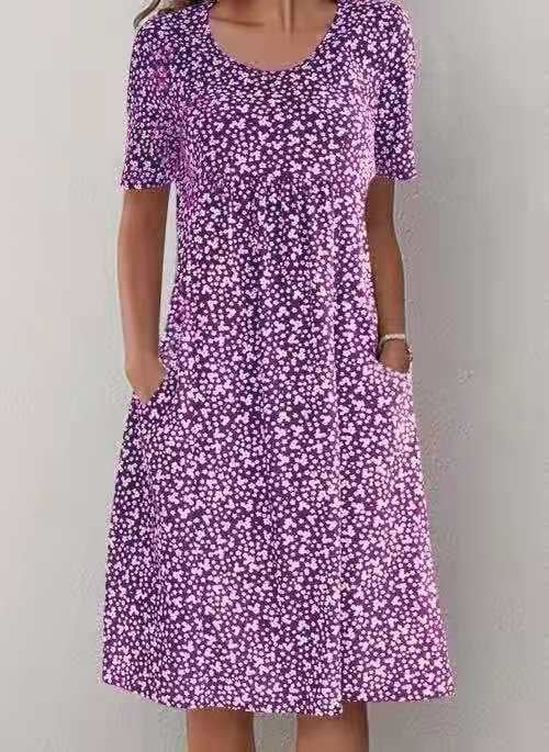 💫Hot Sale💛Casual Women Scoop Neck Floral Dress (8 Colors with Pockets)