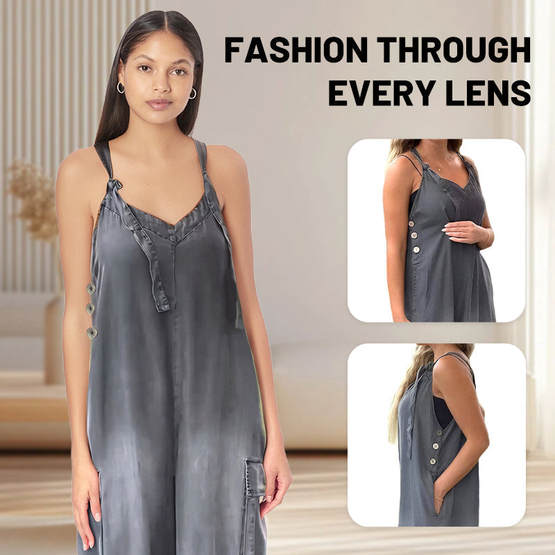 💕What should I wear tomorrow?💃Women's Loose Wide-Leg Jumpsuit with Pockets✨ Comfort Meets Effortless Style