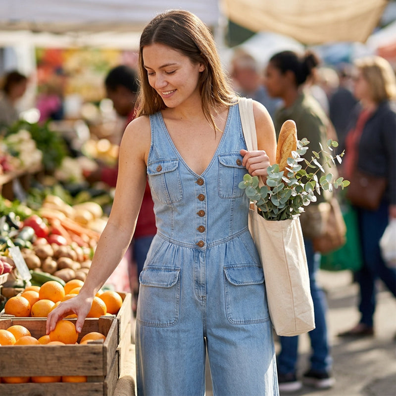 👖 LIMITED-TIME 59% OFF! 💥 Women's Denim Jumpsuit – Button-Front, Wide-Leg✨