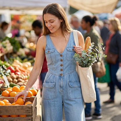 👖 LIMITED-TIME 59% OFF! 💥 Women's Denim Jumpsuit – Button-Front, Wide-Leg✨