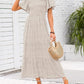 ⏰Hot Sale 49% Off👗Women's Casual Floral Print Short Flutter Sleeve Smocked High Waist Flowy Maxi Dress