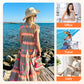 💕Women's Loose V-Neck Vintage Stripe Pattern Sleeveless Dress
