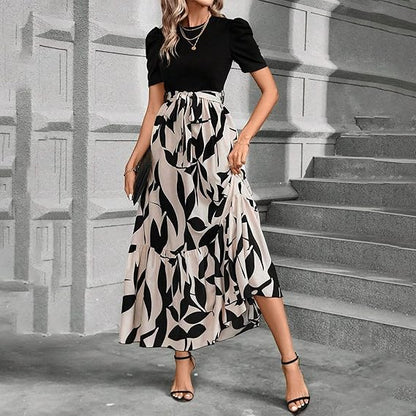 🌸Spring Specials 49% OFF🌸Women's Summer  High Waist  Dress Short Sleeve Crew Neck Floral