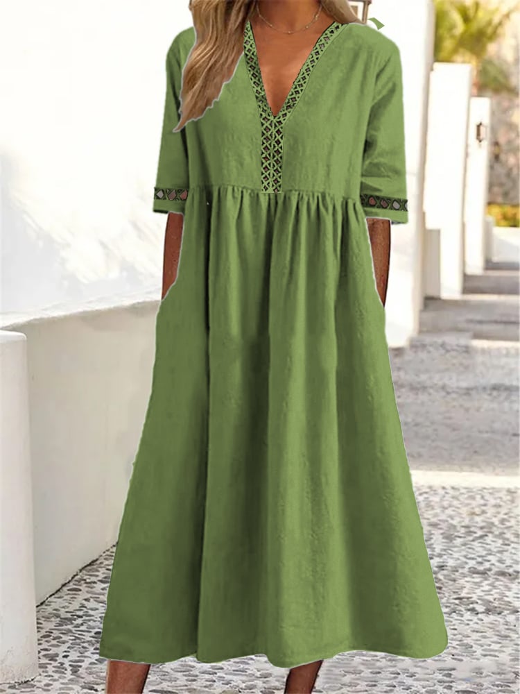 🔥HOT SALE 49% OFF💝Lace V-neck Waist-slimming Dress