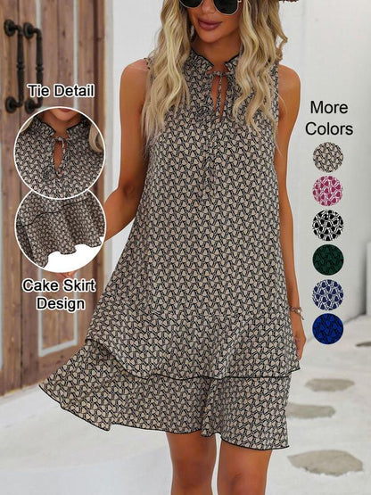 💃 Women’s Geometric Print Bow Dress – Stylish, Elegant & Effortlessly Chic ✨👗