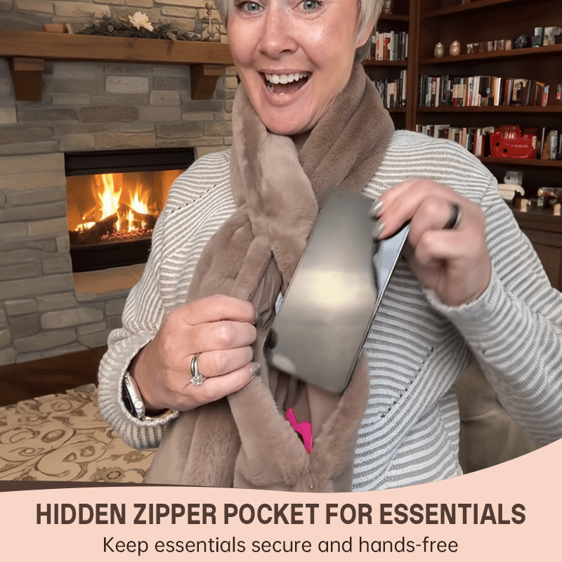 🎅Christmas Special Deals £10.99!!⚡50K+ SOLD!🧣Ultra-Soft Faux Fur Pull-Through Scarf with Secret Zipper Pocket