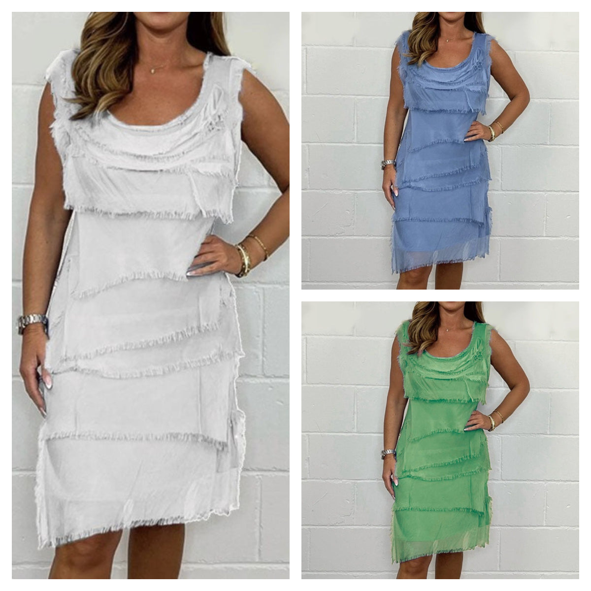 💕New Hot Sale💕Chiffon sleeveless raw edge cake skirt